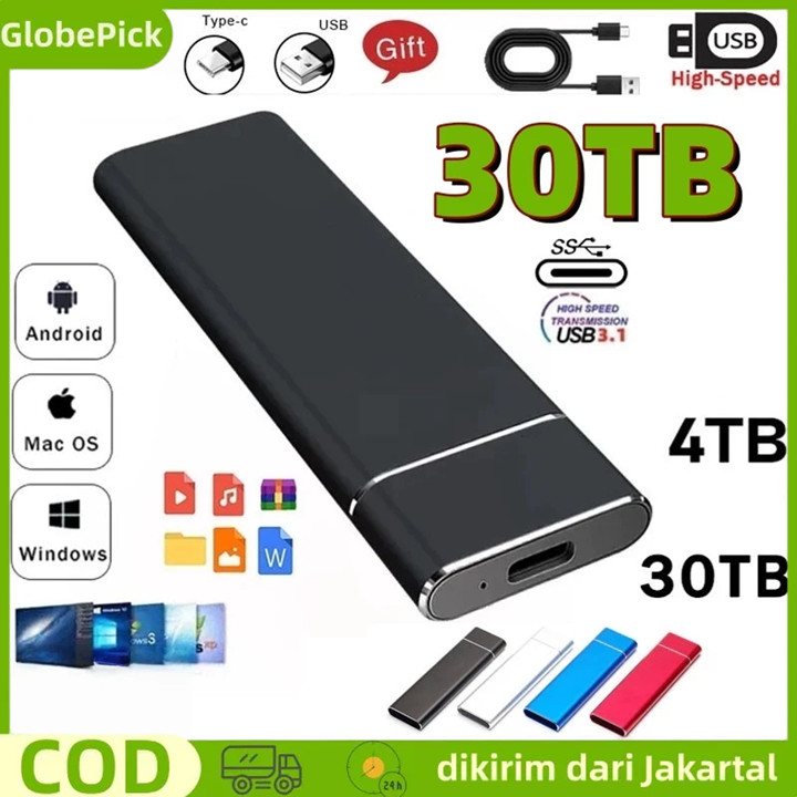 SSD Laptop Portable SSD External dengan Kapasitas SSD 4TB/30TB dan Kecepatan Tin