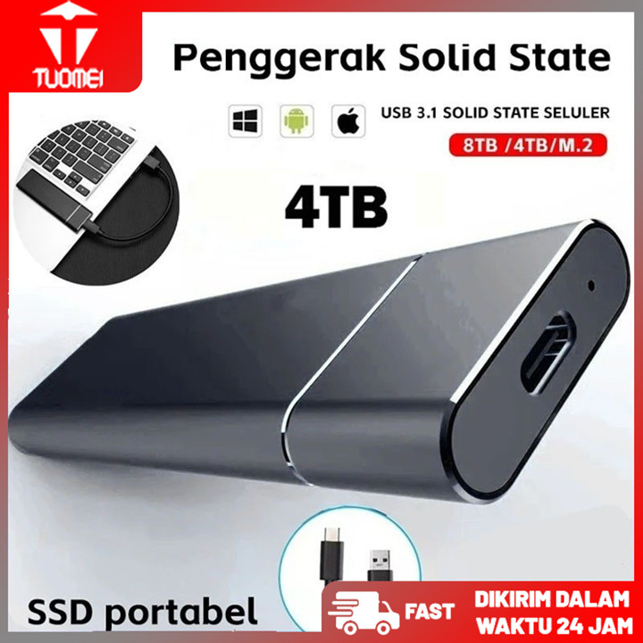 SSD Laptop Portable SSD Eksternal 4TB USB 3.0 Type-C  ssd portable eksternal hp solid state drive