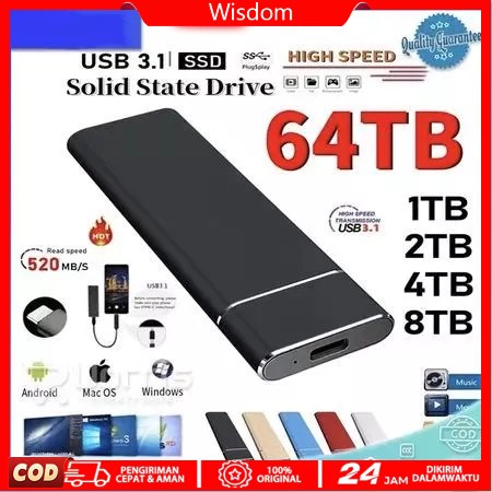 SSD Laptop Portable SSD External SSD Eksternal 2TB SSD Eksternal dengan Kapasita