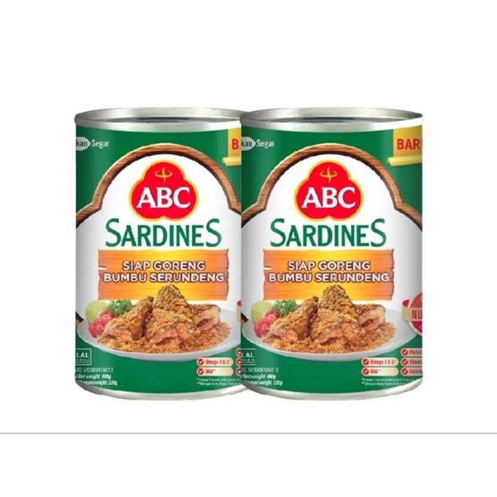 ABC Sardines Siap Goreng Bumbu Serundeng 400g x 2 Pcs
