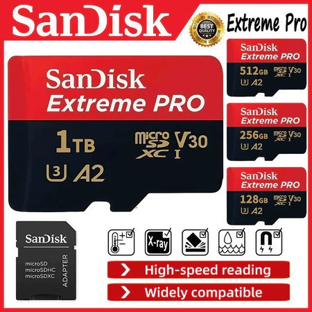 Sandisk Extreme Pro 256GB 128GB 64GB 32GB 1TB 2TB A2 U3 SDXC Card C10 V30 200MB/