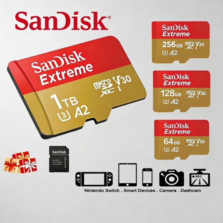 Sandisk 1TB 2TB Extreme Micro SD Card 32GB/64GB/128GB/256GB/512GB SDXC V30 A2 Me