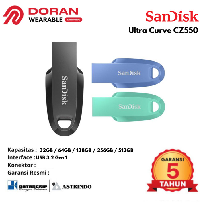 SanDisk CZ550 32GB / 64GB / 128GB / 256GB | Flashdisk Ultra Curve USB 3.2 - Gara
