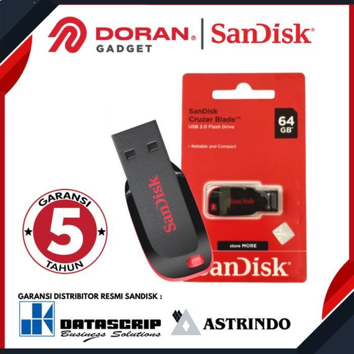 Sandisk Cruzer Blade CZ50 Flashdisk Sandisk 8GB 16GB 32GB 64GB 128GB Flash Drive USB Cruzer Blade USB 2.0 - Garansi Resmi 5 Tahun