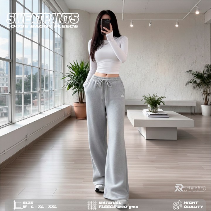 THE REAL.ID - Sweatpants Baggy Fit Celana Panjang Loose Pants Casual Style Korea