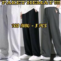 PAKET HEMAT 100 RIBU 3 PCS.celana beggy loose swetpants jogger highwaist korean 