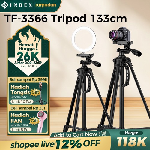 [20%OFF-NO.1] INBEX TF-3366 133CM Tripod Remote Tripot handphone Photography Kam