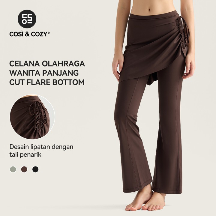 COSI COZY Celana Legging Flare Olahraga Wanit Rok Pilates Yoga 2 in 1 Highwaist 