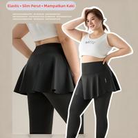 Legging Rok Olahraga Wanita 2in1 High Waist Berkantong Jumbo