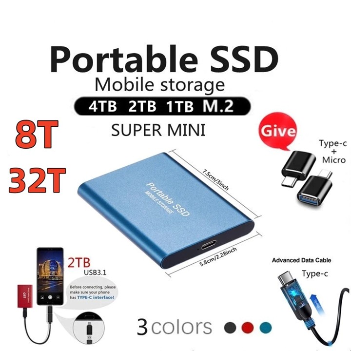 Portable SSD External hard drives 1TB 2TB 4TB 8TB 32TB  Hardisk Eksternal Hard D