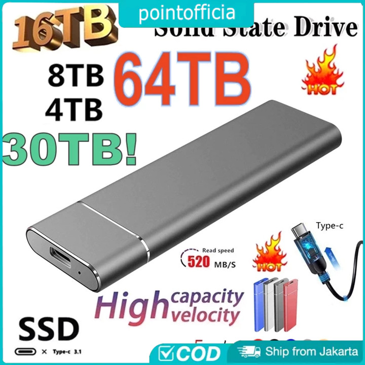 【COD】SSD Laptop Portable SSD External SSD Eksternal 2TB SSD Eksternal dengan Kap
