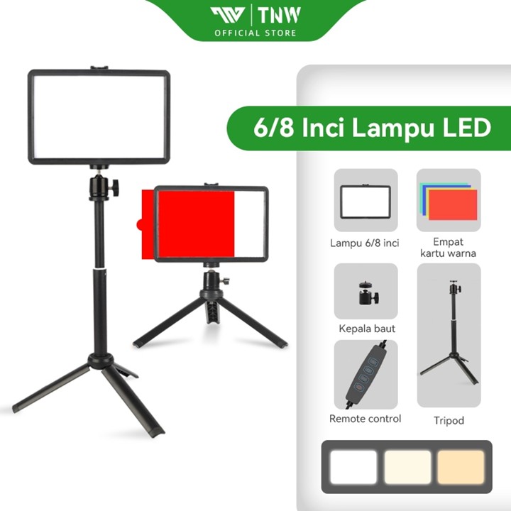 TNW LED Panel Lampu 6/8 Inch Video Light Fotografi Lampu RGB Filters Untuk Live 