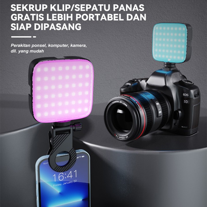 Lampu Mini RGB - LED Fill Light Profesional - untuk Kamera DSLR, HP, Laptop, Vlo