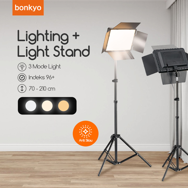 Bonkyo Lampu Foto 11" LED Video Light + Tripiod Lampu Fotografi Live Streaming V