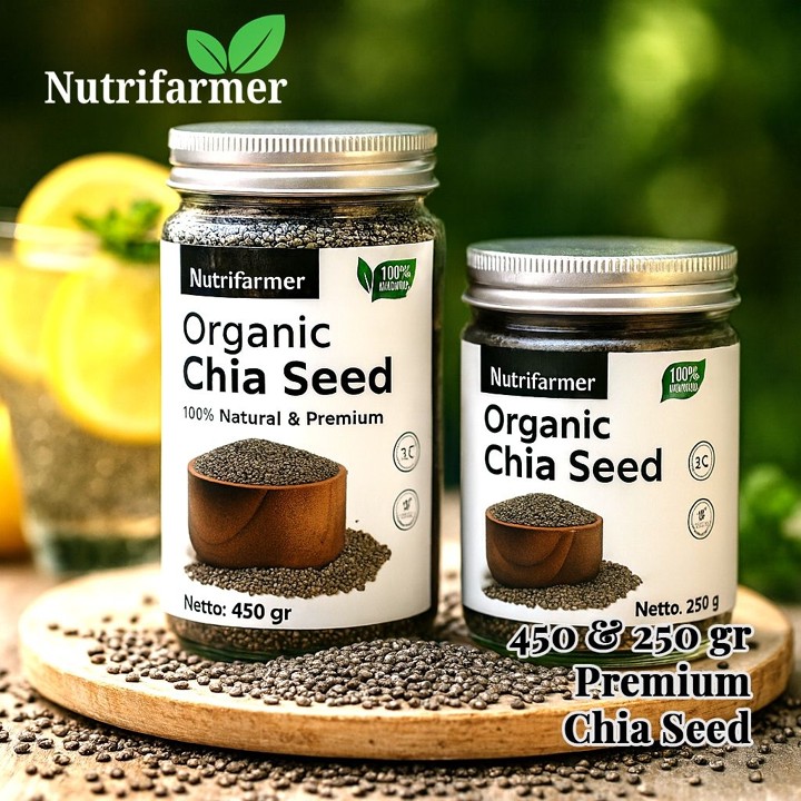 Biji Chia Seed Organik Mexico Asli Nutrifarmer 1 Kg 450 gram 250 gram 100 gram