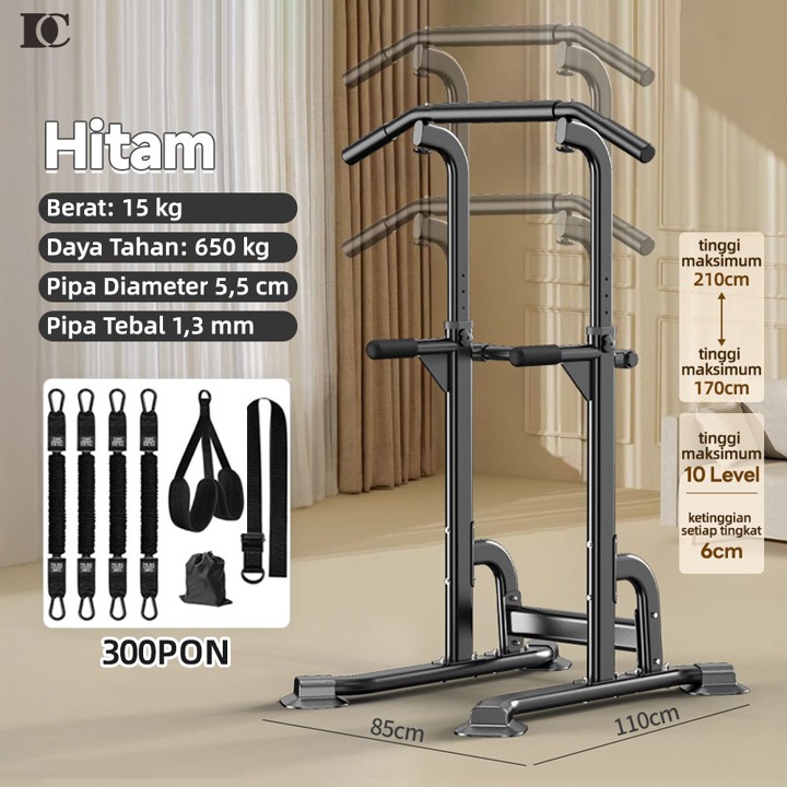 Alat Fitness Pull Up Bar Multifungsi Adjustable Power Tower 6 Tingkat Tinggi 160-210cm Beban  Anti Slip Ergonomis untuk Rumah Gym