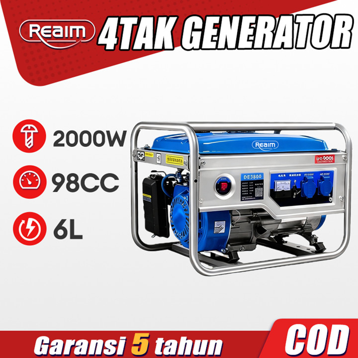 REAIM Mesin Genset 4000W Genset Portable Pembangkit Listrik 210CC Mini untuk Rumah Tangga Outdoor