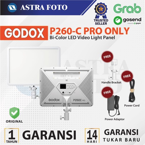 Godox LED P260C PRO Bi-Color Lampu LED Video Continues Light Panel P 260 C Paket