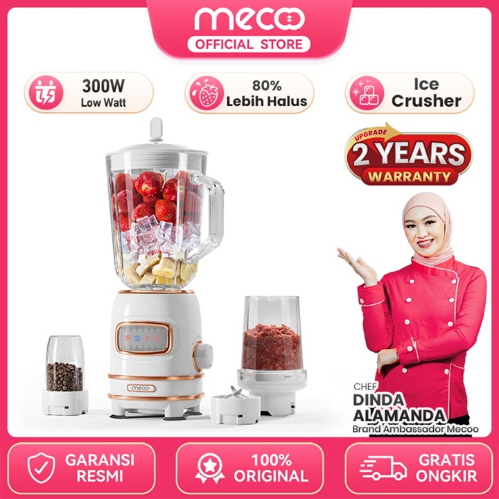 Mecoo Most Aesthetic 4 in 1 Blender Ice Crusher Juicer 300 Low Watt BPA Free Antibacterial Odorless