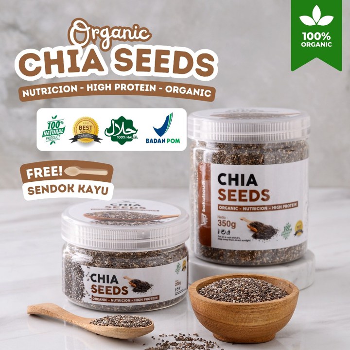 Organic Chia Seeds Premium Quality Original 100% Murni non GMO Biji Chiaseed Hitam Organik Chia seed