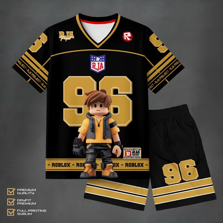 Setelan Roblox Anak Laki-Laki Jersey Sporty Keren Terbaru 2025 | Baju Jersey Roblox Anak Cowok Full Printing Premium