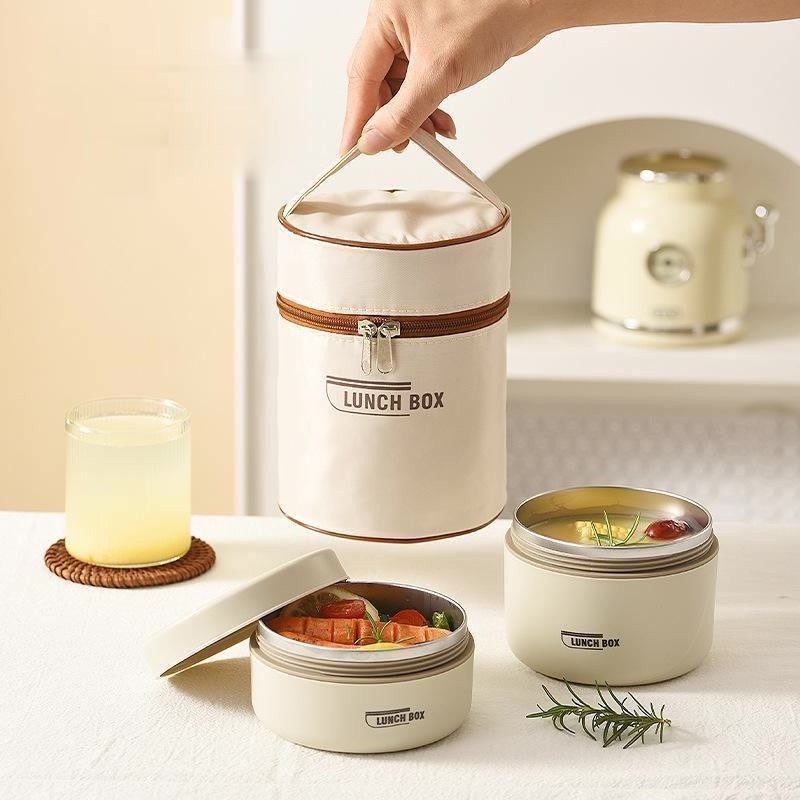 Kotak Makan Portable Tahan Panas / Container Sealed Round Stainless Lunch Box Tahan Bocor / kotak makan 1 set premium / kotak makan stainless anti bocor