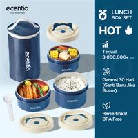 【NEW】Ecentio lunch box tas set 3pcs Biru Kotak Makan anti tu