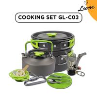 Paket Lengkap Alat Masak Camping + Kompor / Nesting Cooking 