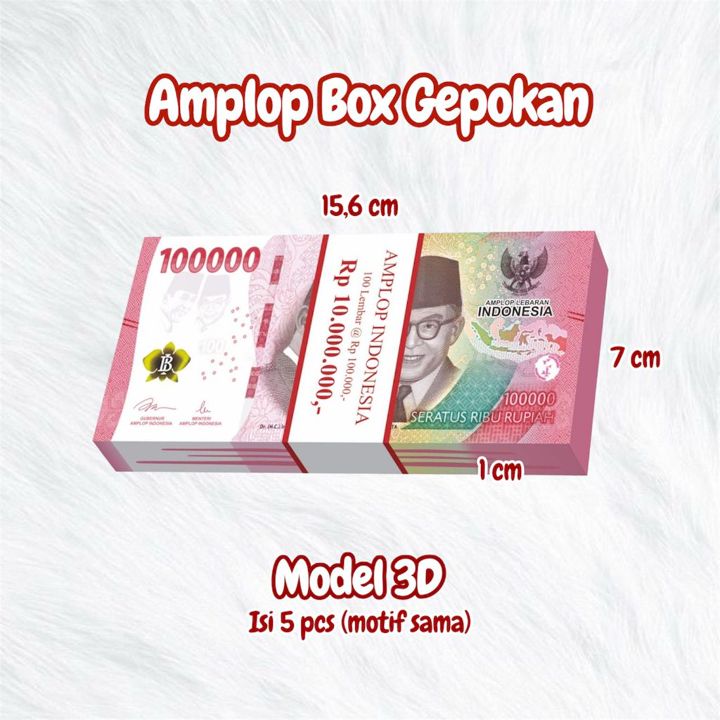 Amplop Lebaran Box Uang 3D Gepokan tiruan - isi 5