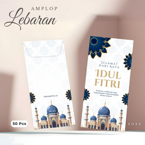 Amplop Lebaran 2026 Panjang Box Premium 50pcs Tema THR Masjid Muslim Islami Idul Fitri