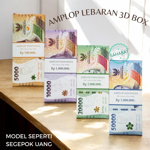 AMPLOP/ANGPAU LEBARAN 3D BOX MOTIF UANG GEPOKAN  TEBAL GLOSSY/AMPLOP UNIK