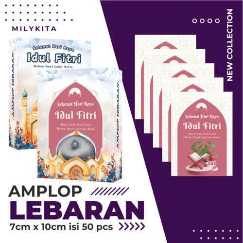 Amplop Lebaran Idul Fitri Premium Sedang Box isi 50pcs Angpau Motif 2026 Uang lipat 1 kali