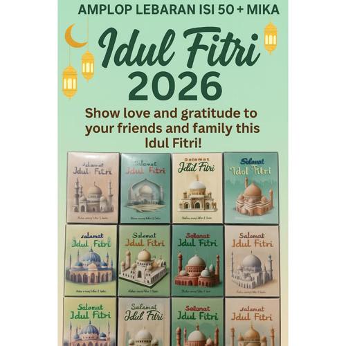 GROSIR AMPLOP LEBARAN MIKA ISI 50 LEMBAR / ANGPAO HARI RAYA IDUL FITRI KARTUN LUCU RAMADHAN 2026