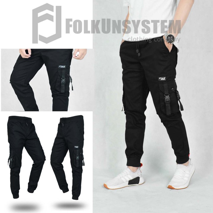 Celana Pria Jogger Cargo Gesper Panjang FOLKSYSTEM Original