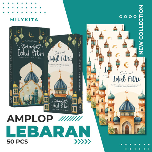 Amplop Lebaran Idul Fitri Besar Premium Box isi 50pcs Angpao Motif 2026 Uang Tanpa Dilipat