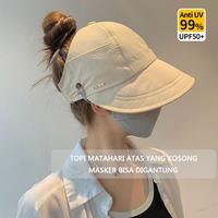 KAMOVA Topi Matahari Atas Wanita dengan Masker Pelindung Sin