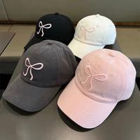 Topi Baseball Wanita Fashion Cap Bordir Pita Bow Simple Kore