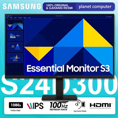 SAMSUNG MONITOR  24 inch FHD IPS 100HZ S24D300 Bezel-less De