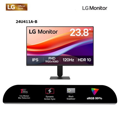 LG 24U411A-B FHD IPS Monitor 120Hz, 1ms, with 4 Side Borderl