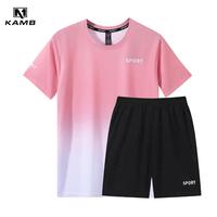 KAMB Setelan Olahraga Baju & Celana Pendek Wanita Warna Grad