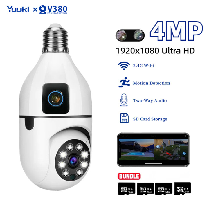 [Garansi 1 Tahun] V380 Pro CCTV Lampu Dual Lens Full HD 360  Rotation Auto Tracking Two-Way Voice Smart Wifi Kamera