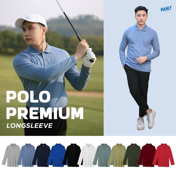Kaos Kerah Lengan Panjang Premium Polo Shirt Longsleeve Pria