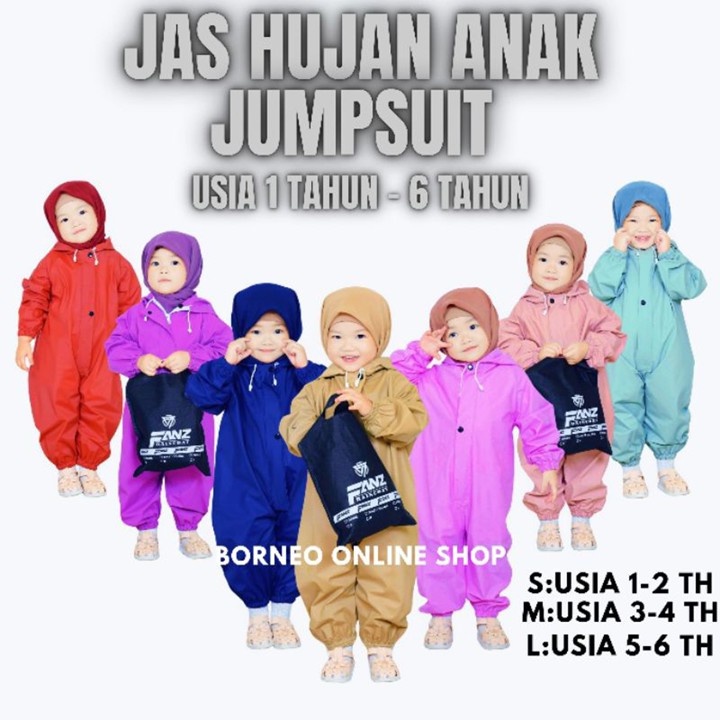 JAS HUJAN ANAK JUMPSUIT USIA 1 tahun - 6 tahun JAS HUJAN JUM