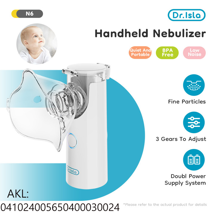 Dr.isla Nebulizer Portable Mesh Alat Uap Bantu Pernafasan As