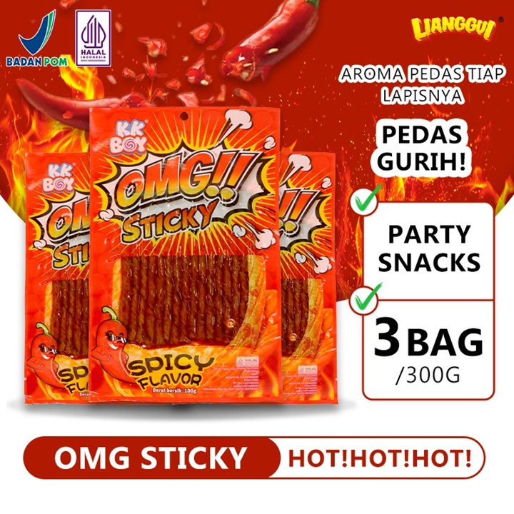 Lianggui - Halal OMG Spicy Sticks Cemilan Lebaran –Addictively Spicy Kids Treat Party Bites