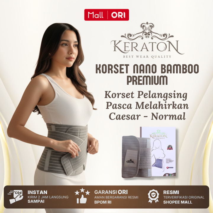 Korset Nano Bamboo Keraton Original - Korset Pelangsing Perut Pasca Melahirkan Normal & Cesar Postpartum Premium