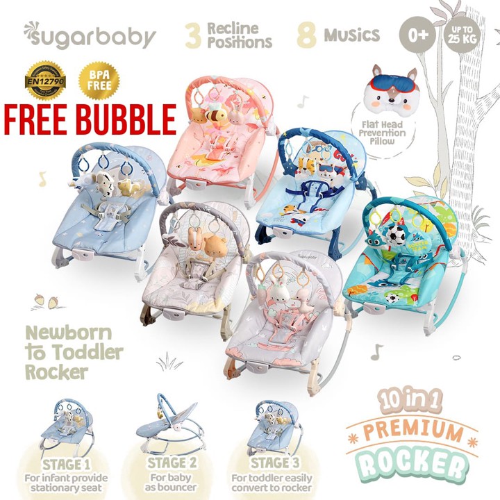 SugarBaby Bouncer Bayi 10 In 1 Premium & MY Rocker / Kursi Goyang Manual Bayi