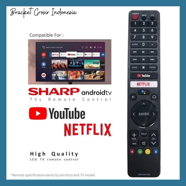 Remote remot tv sharp Aquos LCD LED Smart TV Android GB326WJSA IR Original