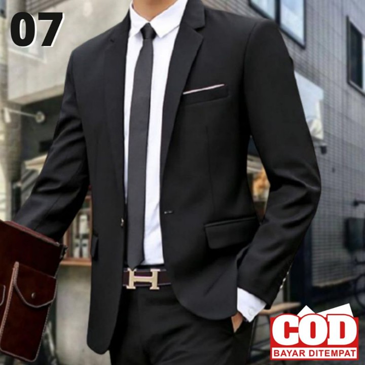 Blazer Pria Katun Tailored Ukuran S-4XL