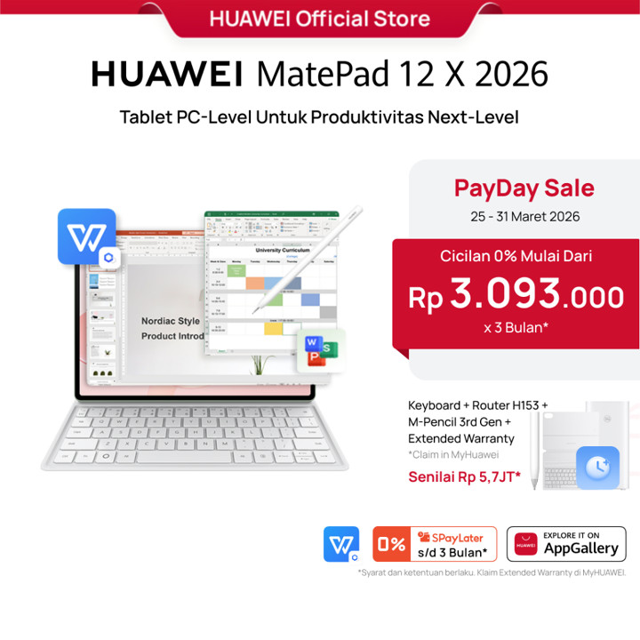 HUAWEI MatePad 12 X 2026 Tablet l PC-Level WPS 3.0 l Layar P